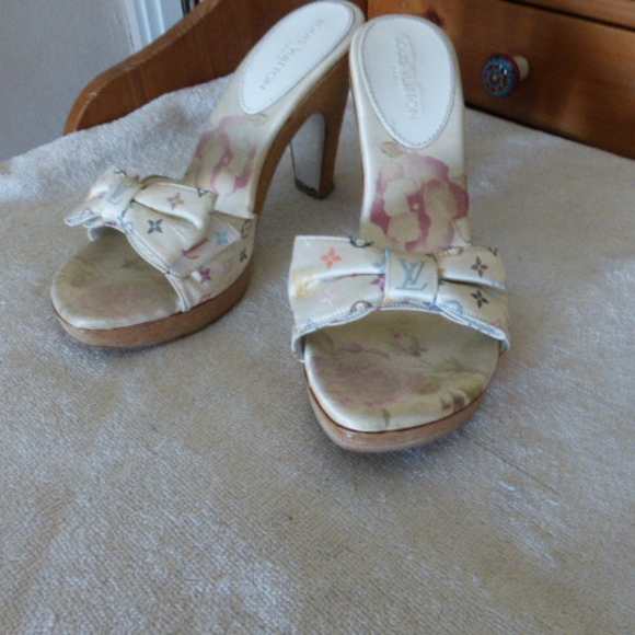 LOUIS VUITTON ABELIA 37 ITALY MULES ITALY MURAKAMI HEELS ITALY PLATFORMS CLOGS - Picture 1 of 8